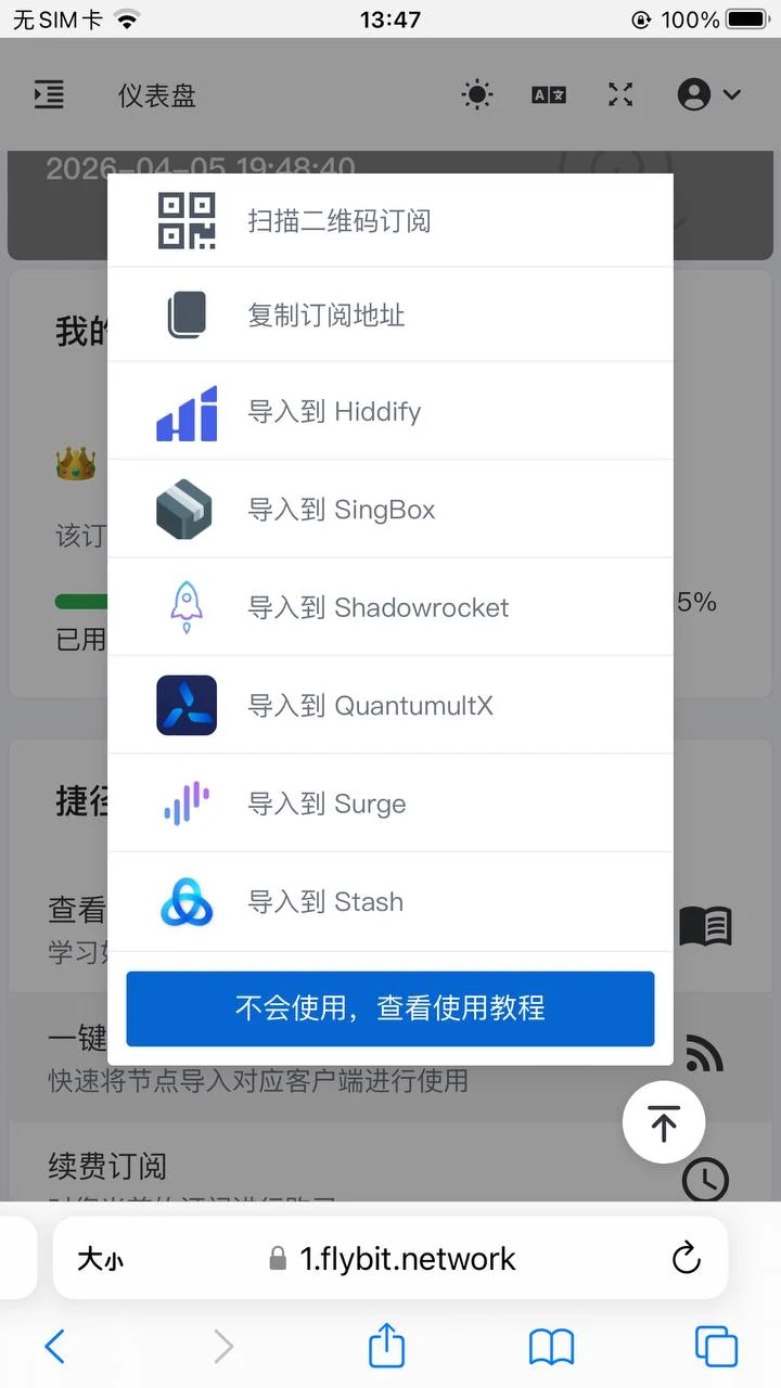 选择导入到 Shadowrocket
